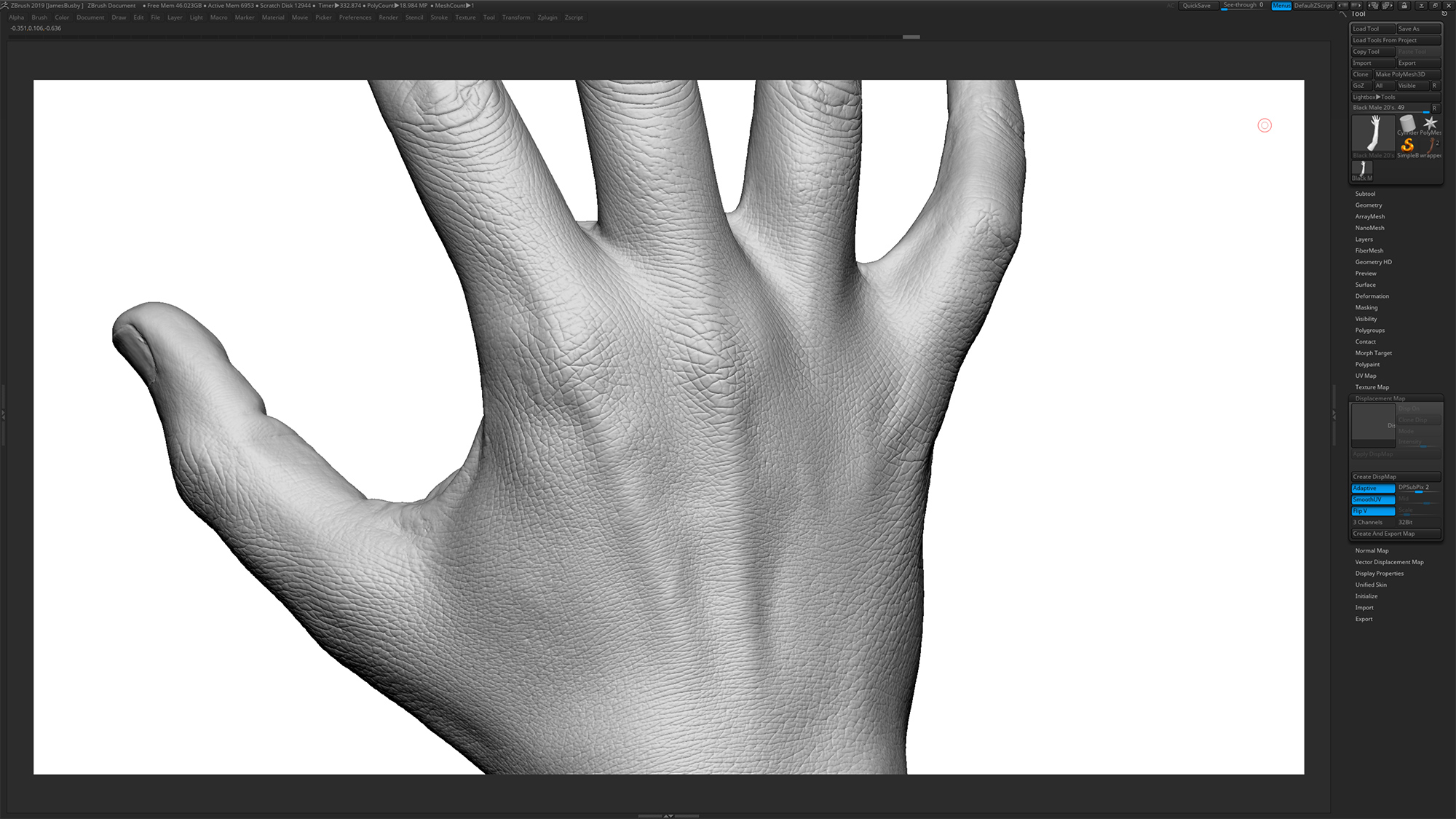 Sculpting hands in Zbrush