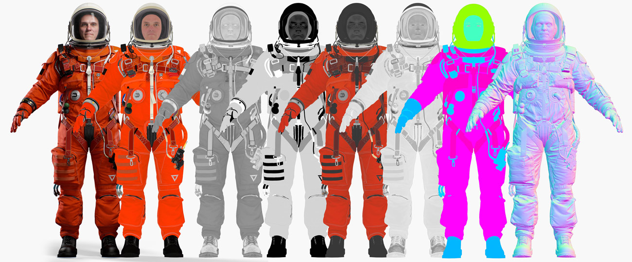 Layered texture setup in Substance Painter for Escape Suit model