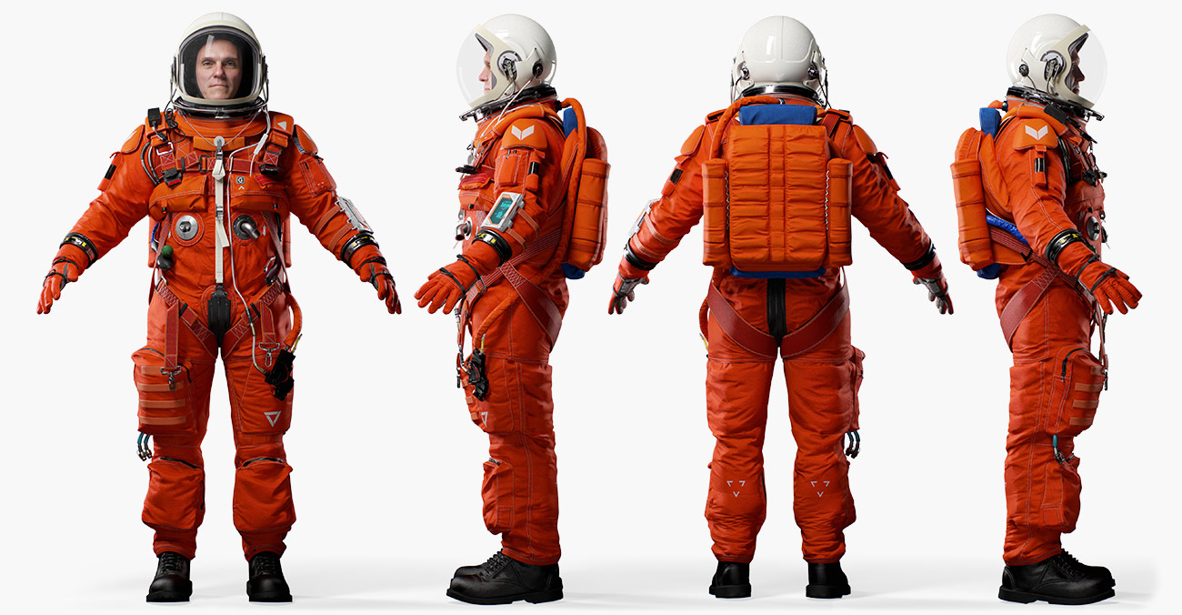 Download high detailed space suit 3d model for blender, marmoset and zbrush
