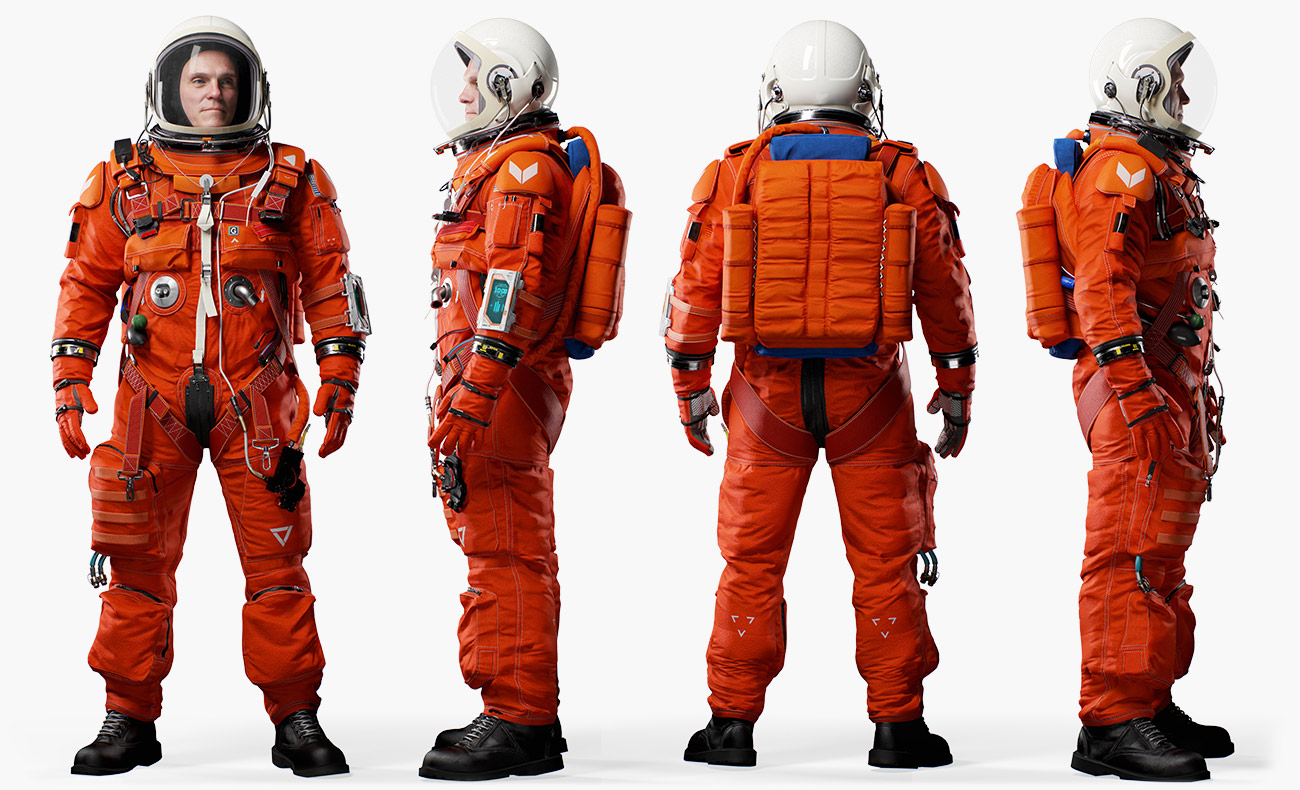 Escape Suit 3D character in A-pose, fully rigged in Blender with PBR textures