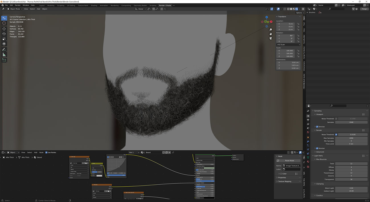 Realtime Polycard hair for Marmoset, Blender, and Unreal Engine