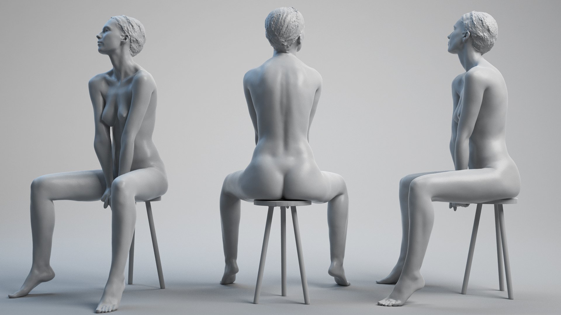 Female 3D body Model posed naked