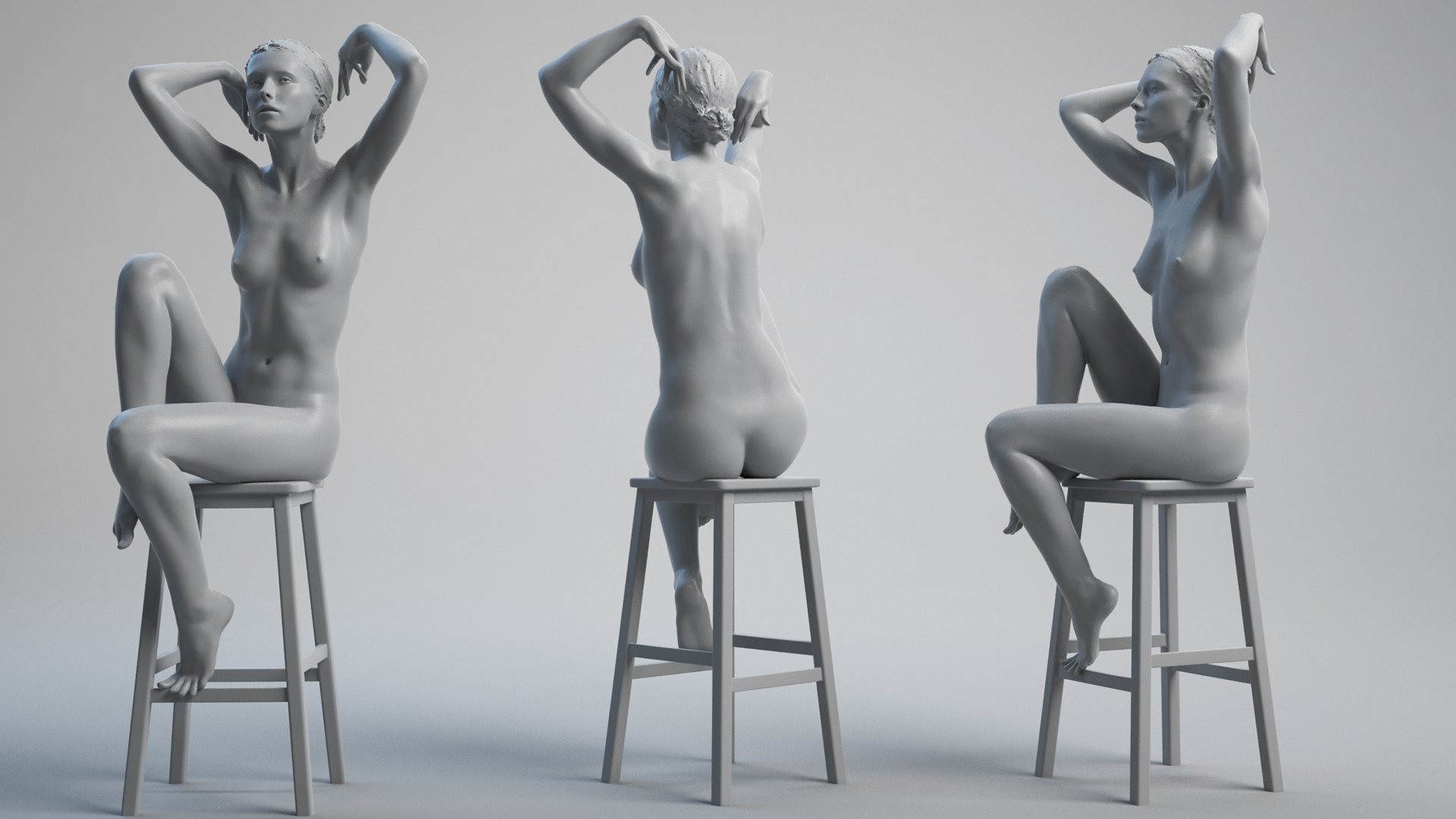 3D Scanned nude female model